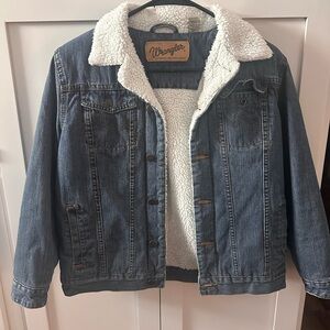 Wrangler Blue Denim Jacket with White Sherpa